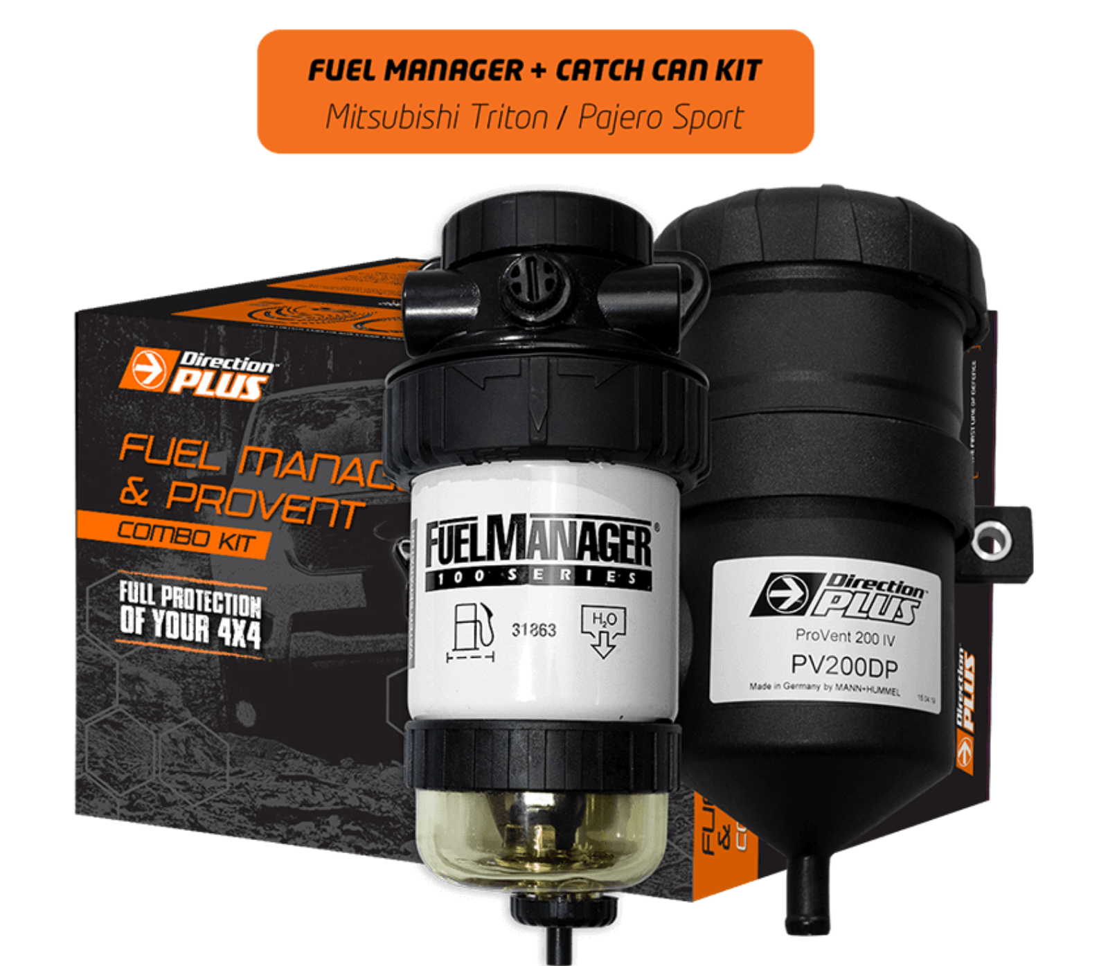 Hi Tech Diesel - Mitsubishi Triton MQ / Pajero Sport 4N15 2.4L - Direction Plus Fuel Filter & Provent Catch Can Kit - FMPV629DPC